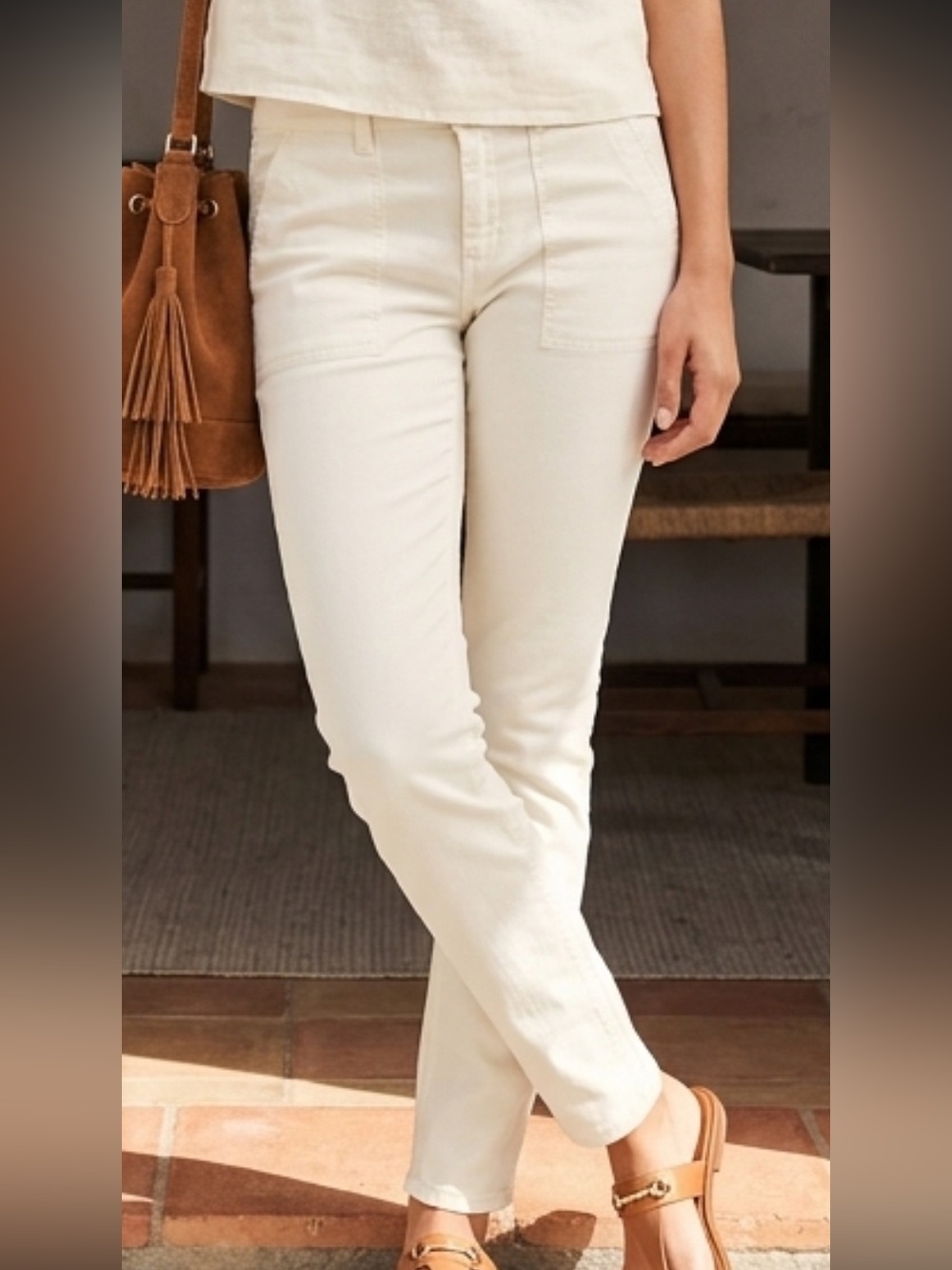 Loft | Loft Cream Stretchy Trousers | Ivory Utility Pants NWOT Size 4